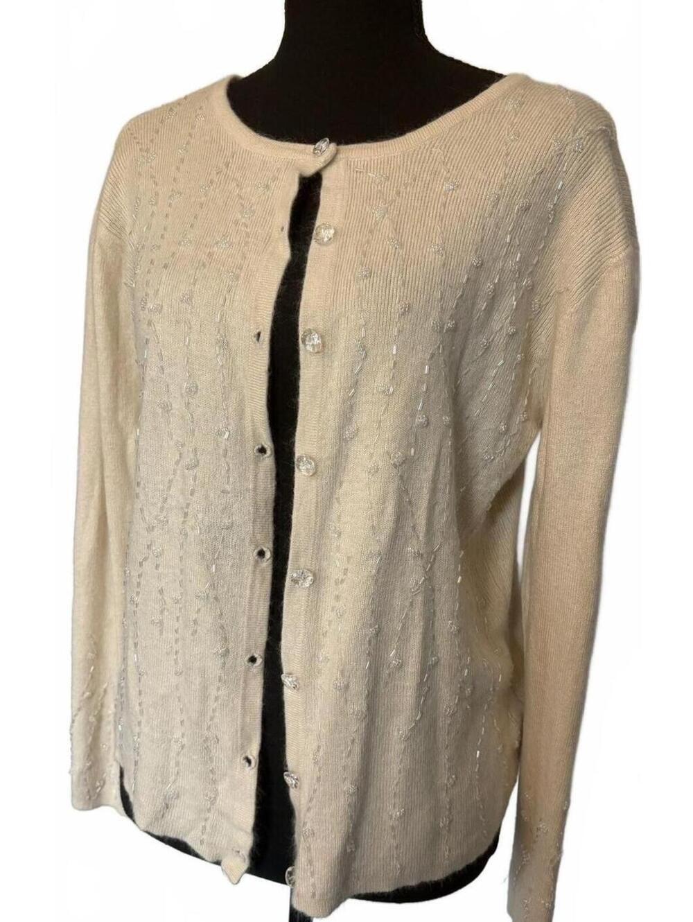 Vintage -Jaclyn Smith- Silk & Angora Rabbit Hair Blend Cardigan, Size M